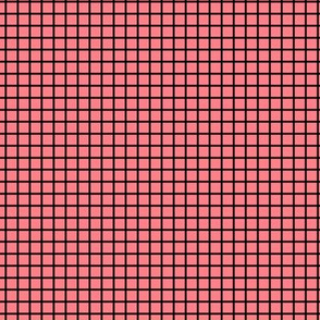 Small Grid Pattern - Shell Pink and Black