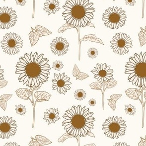 Retro Sunflowers / Ivory