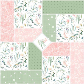 Wild Flora Patchwork Quilt Top – Cheater Quilt Bedding,  Pattern Q2