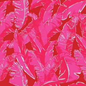 Leaves Bananique in Tonal Hot Pink + Red