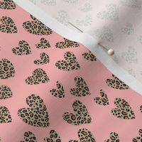 SMALL leopard hearts fabric - valentines day love fabric - animal print - pink