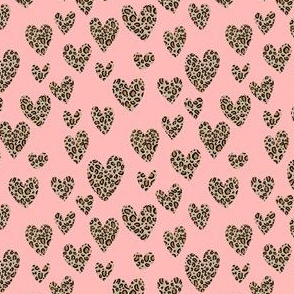 SMALL leopard hearts fabric - valentines day love fabric - animal print - pink