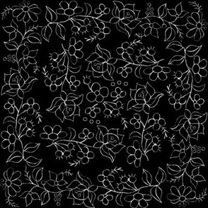 floral line black white