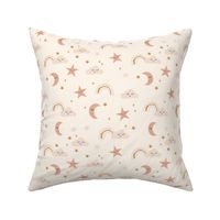 boho moon and stars fabric - neutral trendy nursery fabric -cream