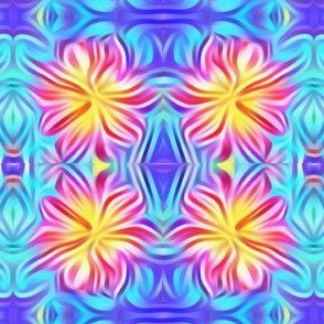 Tropical Design with Blue, Pink, Yellow 