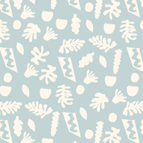 paper cut outs fabric - matisse inspired boho nursery fabric - dusty blue
