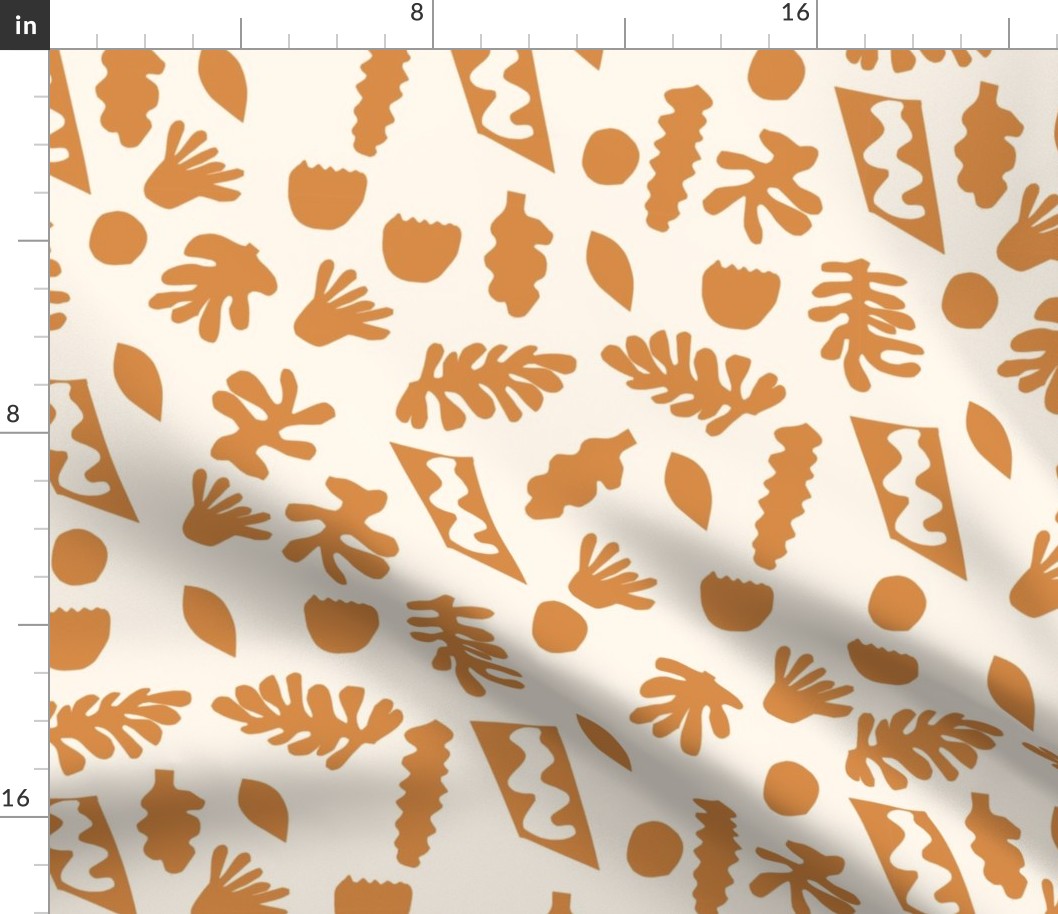 paper cut outs fabric - matisse inspired boho nursery fabric - caramel