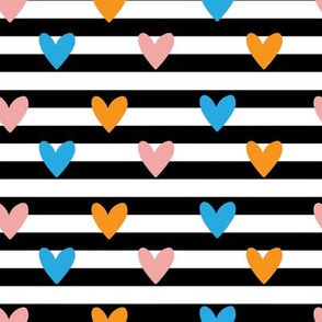 Dancing hearts on stripes