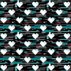 Glitchy Valentine hearts Pixel art Small scale