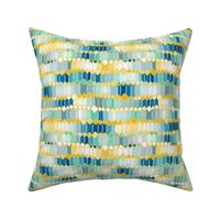 ikat inspired irregular geometry gold and teal / small scale 