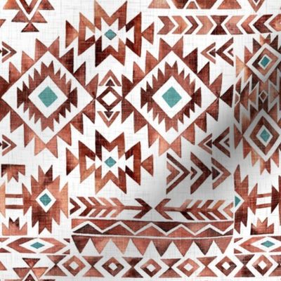 Tribal Kilim / Small Scale / White Linen Textured Background