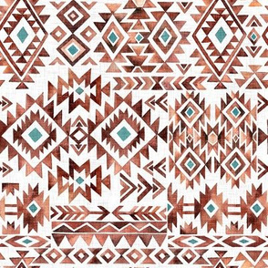 Tribal Kilim / Mini Scale / White Linen Textured Background 