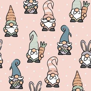 Spring Gnomes - Easter eggs and carrots - earthy pastels on pink - LAD21