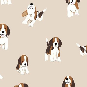 Beagle dog on beige