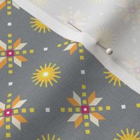 stars foulard yellow on gray small