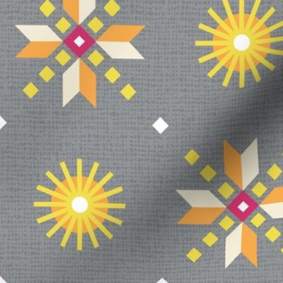 stars foulard yellow on gray large