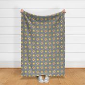 stars foulard yellow on gray large