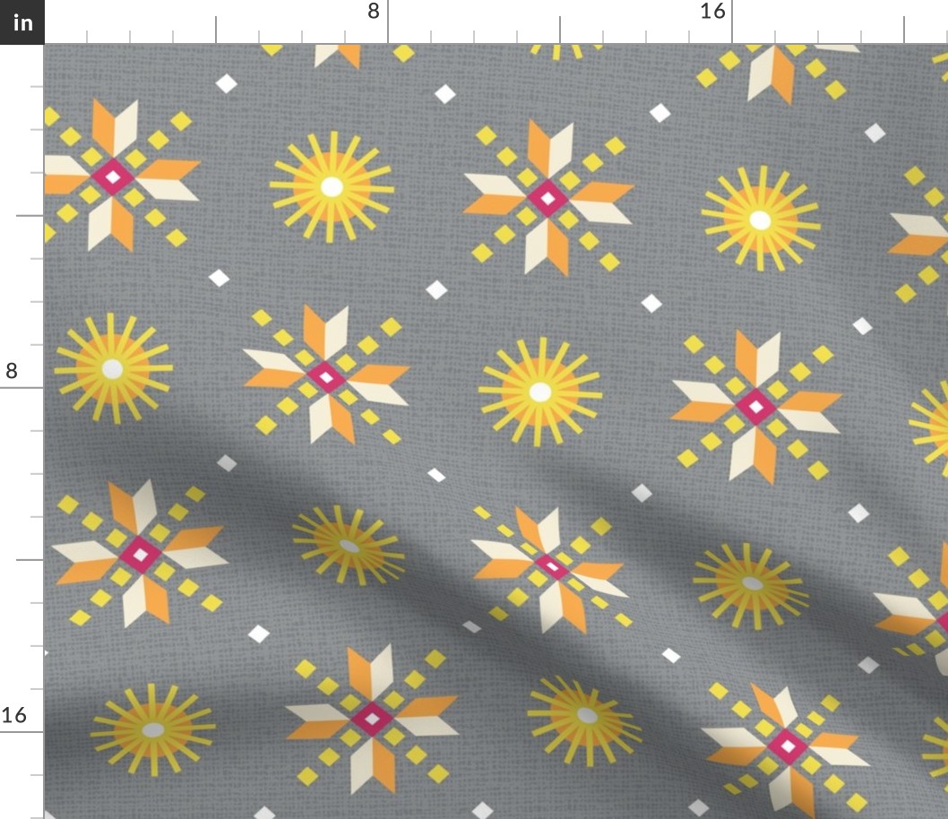 stars foulard yellow on gray large