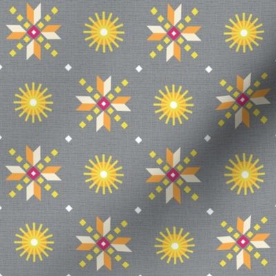 stars foulard yellow on gray medium