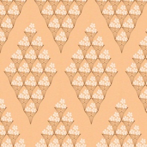 Peach fuzz Cherry Blossom bouquet with geometric triangles