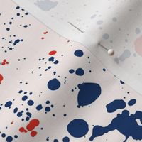 Minimalist ink stains and messy spots and speckles traditional red and blue usa america