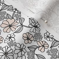 The minimalist earth lover flower garden spring nursery design white blossom blush gray mini