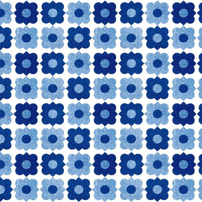 geometric flowers (indigo blue)