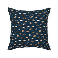 (small scale) Guinea pigs - polka dots on navy - LAD21