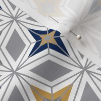 Nordic Star -  Mid Century Modern Geometric - White Navy Grey Gold 