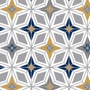 Nordic Star -  Mid Century Modern Geometric - White Navy Grey Gold 
