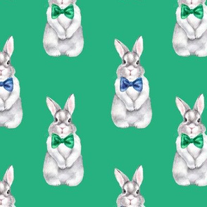 Bunny Bow Tie Denim Green