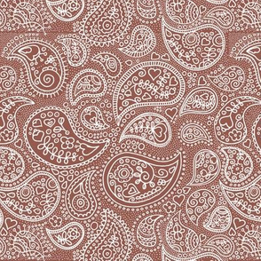 Soft boho paisley texture oriental moroccan style nursery design stone red brick brown white