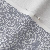 Soft boho paisley texture oriental moroccan style nursery design gray stone blue white