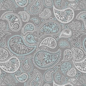 Soft boho paisley texture oriental moroccan style nursery design cool stone gray blue neutral