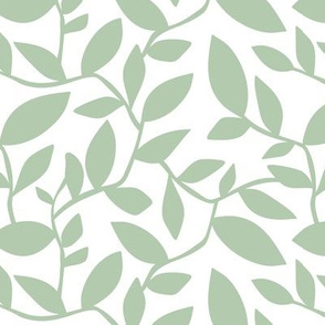 Orchard - Botanical Leaves Simplified White Green HEX CODE B9CAB2  Regular Scale