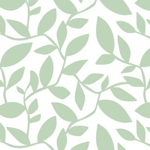 Orchard - Botanical Leaves Simplified White Green HEX CODE C4D5BD  Regular Scale