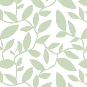 Orchard - Botanical Leaves Simplified White Green HEX CODE CDD8BF  Regular Scale