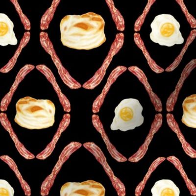 damask bacon egg biscuit - black