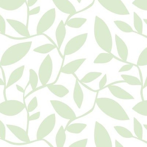 Orchard - Botanical Leaves Simplified White Green HEX CODE E1ECD3 Regular Scale
