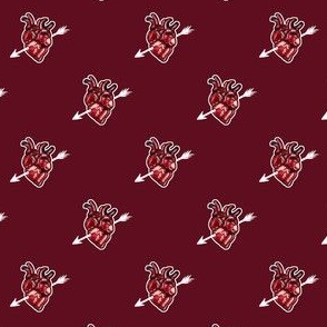  Watercolor Arrow Hearts on Maroon 1/2 Size