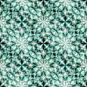 small scale Watercolour Kaleidoscope Geometric Mosaic / mint cream monochrome