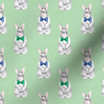 Small Bunny Bow Tie Linen Green