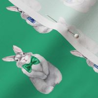 Small Bunny Bow Tie Denim Green