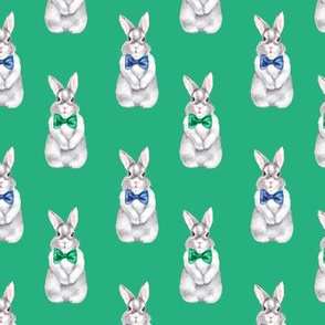 Small Bunny Bow Tie Denim Green