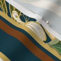 Royal Garden Stripes _ Deep Teal-Buttercream