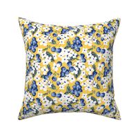 Vintage Blueberry Floral in Lemon Yellow