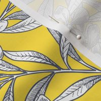 Yellow Grey Spring Detailed Floral Pattern — Pantone 2021