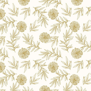 Gold Spring Detailed Floral Pattern