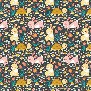 Bunnies and turtle small scale