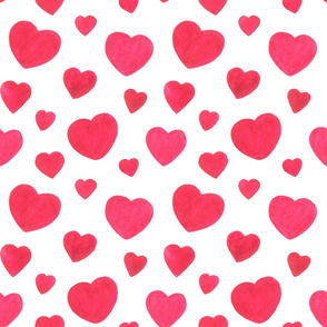 Hand drawn red hearts on white background L